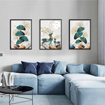 Set of 3 Canvas Prints | Deer Mother Kid | Living Room Decor (No. 10)