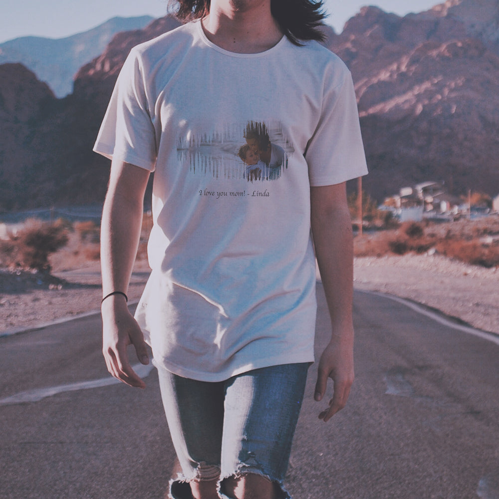 Mother's Day Special! Turn your own voice, photo and text into a visual artwork on T-shirt (No. 31)
