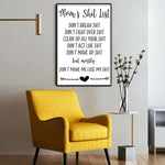 Single Canvas Print | mom's shit list | Living Room Decor (No. 8)