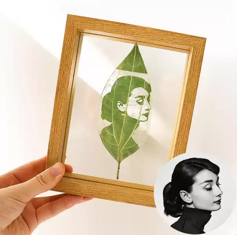 Carved Leaves Portrait Photo Frame