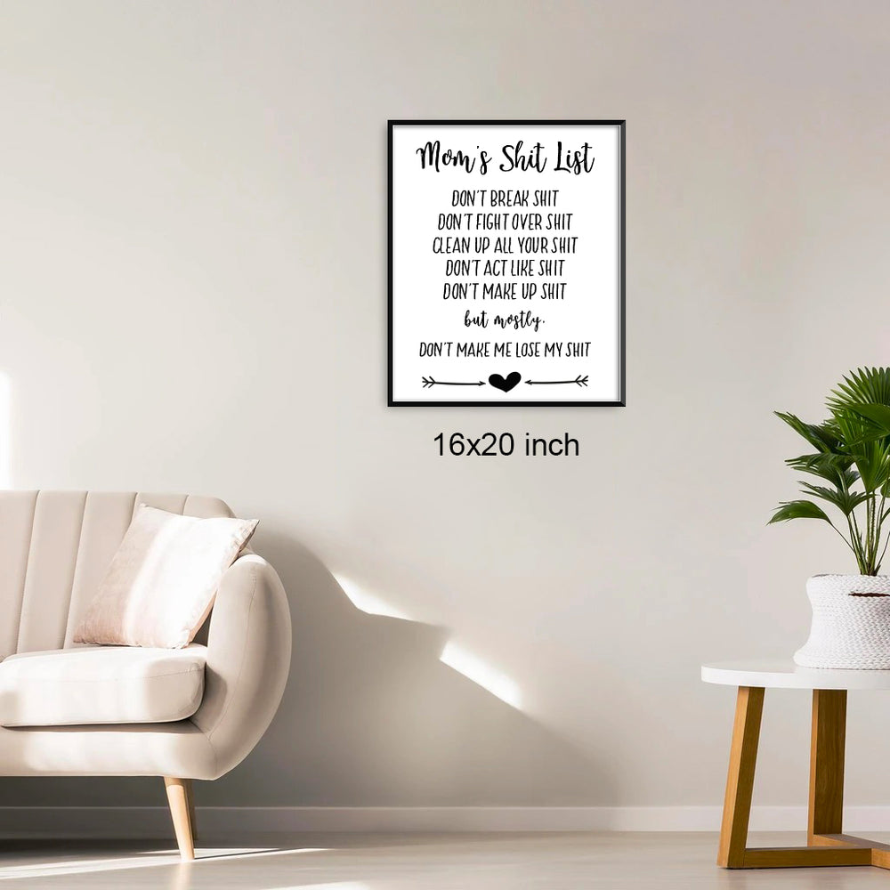 Single Canvas Print | mom's shit list | Living Room Decor (No. 8)