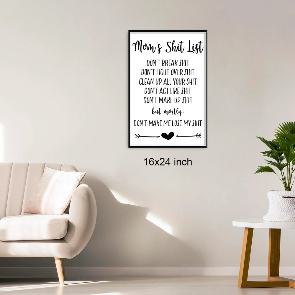Single Canvas Print | mom's shit list | Living Room Decor (No. 8)