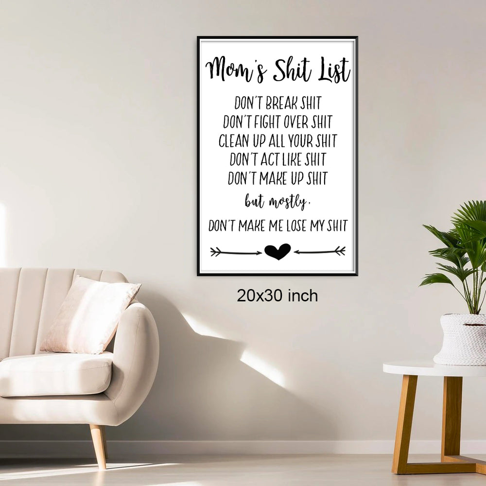 Single Canvas Print | mom's shit list | Living Room Decor (No. 8)