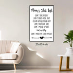 Single Canvas Print | mom's shit list | Living Room Decor (No. 8)